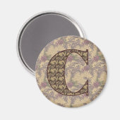 Monogram Initial C Elegant Floral Magnet (Vorderseite/Rückseite)