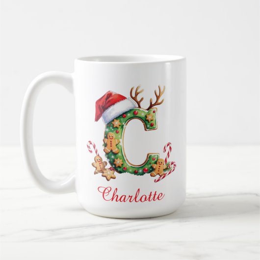 Monogram initial c ginger men merry Christmas Kaffeetasse (Links)