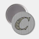 Monogram Initial C Hydrangea Floral Magnet (Vorderseite/Rückseite)