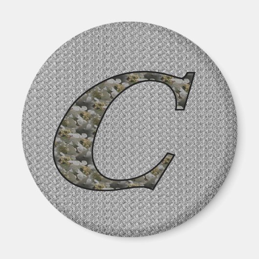 Monogram Initial C Hydrangea Floral Magnet (Vorne)