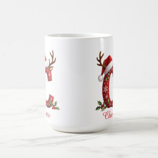 Monogram initial c snowflakes merry Christmas Kaffeetasse (Mittel)