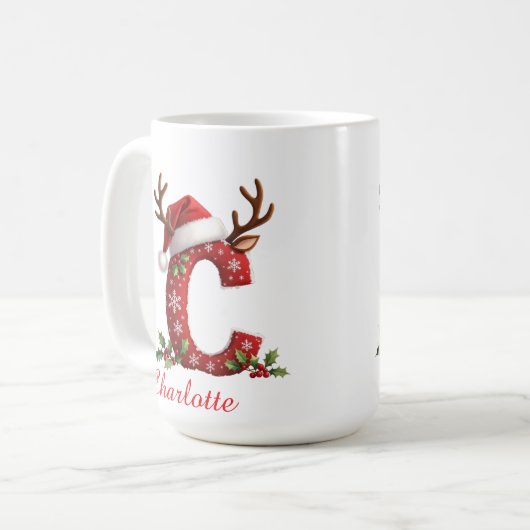 Monogram initial c snowflakes merry Christmas Kaffeetasse (Vorderseite Links)
