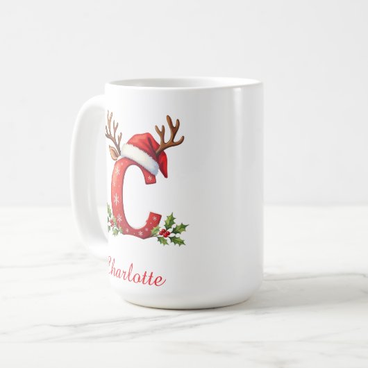 Monogram initial c snowflakes merry Christmas Kaffeetasse (Vorderseite Links)