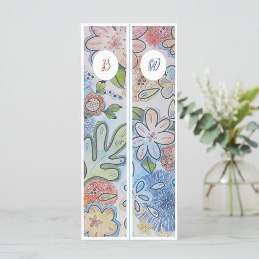Monogram, Initial Cheery Floral Zwei Lesezeichen (Stehend Vorderseite)