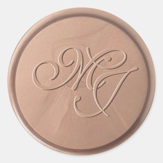 Monogram Initial Chocolate Brown Wax Siegel Sticke Runder Aufkleber (Vorderseite)