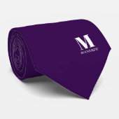 Monogram Initial Crest Personalized Purple Krawatte (Gerollt)
