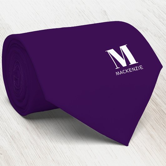 Monogram Initial Crest Personalized Purple Krawatte