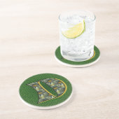 Monogram Initial D Black Daisies Drink Untersetzer (Seite)