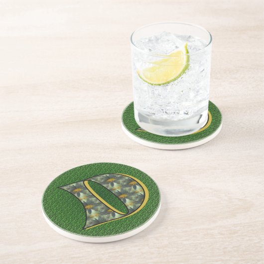 Monogram Initial D Black Daisies Drink Untersetzer (Seite)