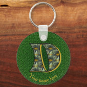 Monogram Initial D Daisies Art Personalized Schlüsselanhänger (Rückseite)