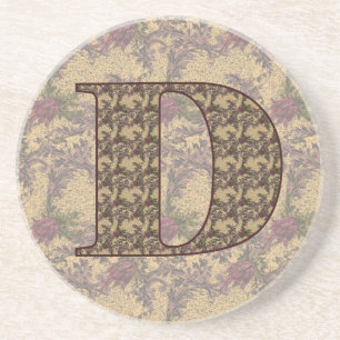 Monogram Initial D Elegant Floral Drink Untersetze Getränkeuntersetzer