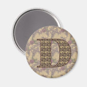 Monogram Initial D Elegant Floral Magnet (Vorderseite/Rückseite)