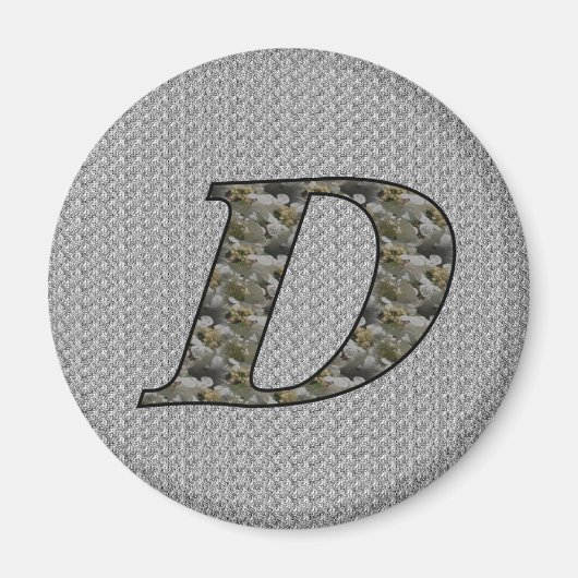 Monogram Initial D Hydrangea Floral Magnet (Vorne)