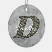 Monogram Initial D Hydrangea Flowers Personalized Keramik Ornament (Links)