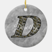Monogram Initial D Hydrangea Flowers Personalized Keramik Ornament (Hinten)