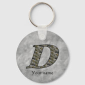 Monogram Initial D Hydrangea Flowers Personalized Schlüsselanhänger (Rückseite)