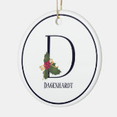 Monogram Initial D Vintage Weihnachten Keramik Ornament (Links)