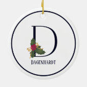 Monogram Initial D Vintage Weihnachten Keramik Ornament (Hinten)