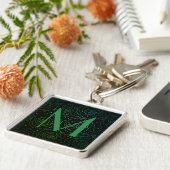 Monogram Initial Dark Floral Rose Green Gradiant Schlüsselanhänger (Seite)