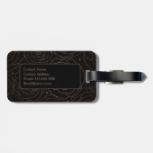 Monogram Initial Dark Floral Rose Neutral Gradient Gepäckanhänger (Rückseite horizontal)