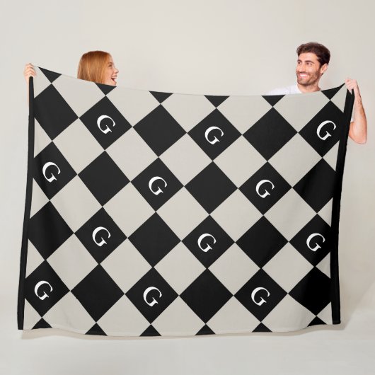 Monogram Initial Diamond - Luxury Look Blanket Fleecedecke (Beispiel)