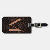Monogram Initial Dunkle Florale Golden Lachs Gepäckanhänger (Vorderseite horizontal)