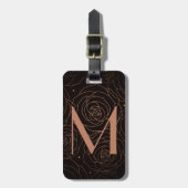 Monogram Initial Dunkle Florale Golden Lachs Gepäckanhänger (Vorderseite vertikal)