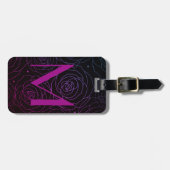 Monogram Initial Dunkle Florale Rose Magenta Lila Gepäckanhänger (Vorderseite horizontal)