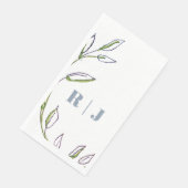 Monogram Initial Dusty Blue Green Leaf Art Wedding Serviette (Ecke)