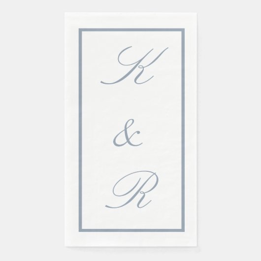 Monogram Initial Dusty Blue Wedding Modern Script Serviette (Vorderseite)