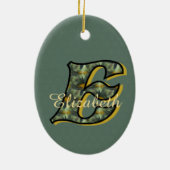 Monogram Initial E Daisies Floral Personalized  Keramik Ornament (Hinten)