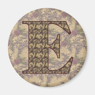 Monogram Initial E Elegant Floral Magnet