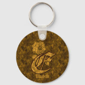 Monogram Initial E Gold Peony Personalized  Schlüsselanhänger (Rückseite)
