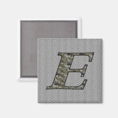 Monogram Initial E Hydrangea Floral Magnet (Vorderseite/Rückseite)