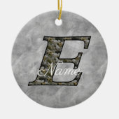 Monogram Initial E Hydrangea Flowers Personalized Keramik Ornament (Vorne)