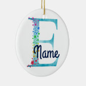 Monogram Initial E Rainbow Star Design Keramik Ornament (Rechts)