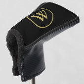 Monogram Initial Elegant Black and Gold Golf Golf Headcover (3/4 Vorderseite)