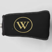 Monogram Initial Elegant Black and Gold Golf Golf Headcover (Vorderseite)