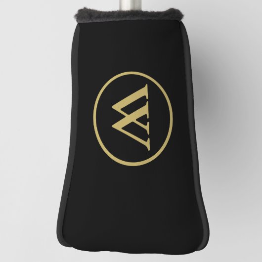 Monogram Initial Elegant Black and Gold Golf Headcover (Rotieren 90)