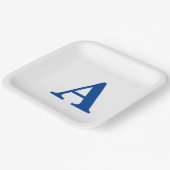 Monogram Initial Elegant Individuelle Name Blue Wh Pappteller (Gewinkelt)