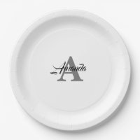 Monogram Initial Elegant Individuelle Name Grau Wh