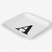 Monogram Initial Elegant Individuelle Name Schwarz Pappteller (Gewinkelt)