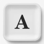 Monogram Initial Elegant Individuelle Name Schwarz Pappteller (Vorderseite)