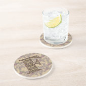 Monogram Initial F Elegant Floral Drink Untersetze Sandstein Untersetzer (Seite)