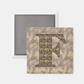 Monogram Initial F Elegant Floral Magnet (Vorderseite/Rückseite)