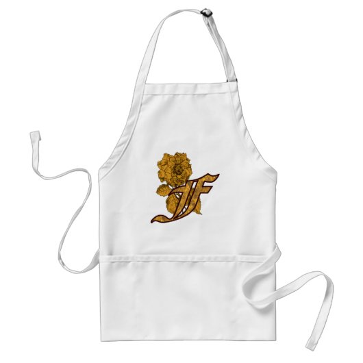 Monogram Initial F Gold Peony Schürze (Vorne)