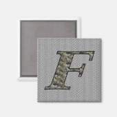 Monogram Initial F Hydrangea Floral Magnet (Vorderseite/Rückseite)