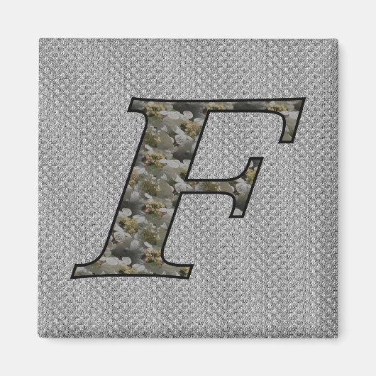 Monogram Initial F Hydrangea Floral Magnet (Vorne)