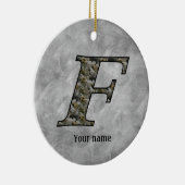 Monogram Initial F Hydrangea Flowers Personalized Keramik Ornament (Rechts)