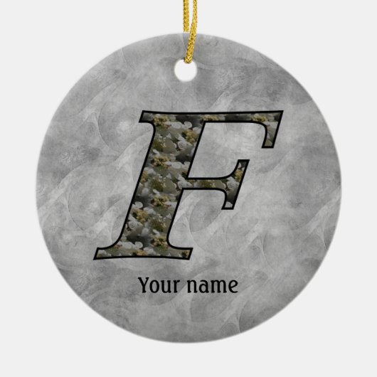 Monogram Initial F Hydrangea Flowers Personalized Keramik Ornament (Vorne)